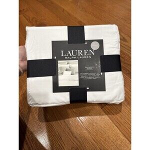 Ralph Lauren California King Sheet Set Spencer White Gray Trim 4pc Cottage NEW